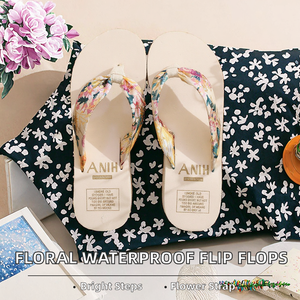 Sandales en satin à imprimé bronzé, tongs de plage économiques en EVA à <span class=keywords><strong>talon</strong></span> compensé pour femme - Product Image 2