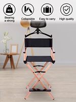 Chaise de maquilleur pliable Chaise de réalisateur pliante haute portable Chaise de maquillage en aluminium couleur or rose avec repose-tête