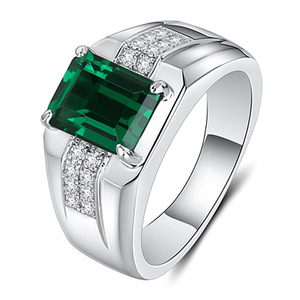 Bague pour homme en saphir bleu avec diamants pavés, design géométrique, bijoux fins pour tous les jours - Product Image 2