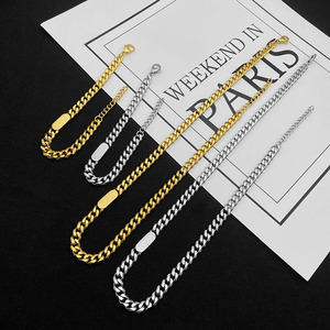 G1813 Vente en gros Collier Pour <span class=keywords><strong>Le</strong></span> Hip Hop Bracelet à maillons cubains en acier inoxydable Chaîne Collier pour homme Colliers de bijoux de mode pour hommes - Product Image 2