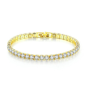 Men's Single Row 4mm Full Rhinestone Hip-Hop Tennis Chain <strong>Bracelet</strong> Fashion Wholesale <strong>Bracelets</strong> Cross-Border Style - Product Image 6