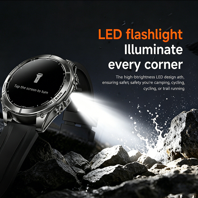Definite Smartwatch M11-D43B LED Flashlight GPS 5ATM Waterproof AMOLED Display 550mAh Heart Rate Outdoor Tactical Smart Watch