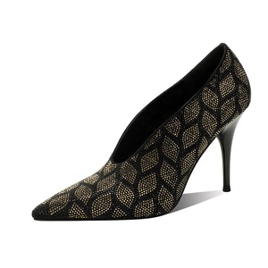 महिलाओं के कार्यालय के जूते उच्च एड़ी के पंप गैंडे-स्टडेड पैर की अंगुली स्टिलेटो स्टिलेटो हील्स 10 सेमी स्लिप-ऑन आरामदायक - Product Image 4