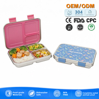Boîte à lunch en acier inoxydable anti-fuite Aohea, qualité alimentaire 304, 3 compartiments, légère, résistante à la rouille, pour les enfants à l'école, boîtes bento