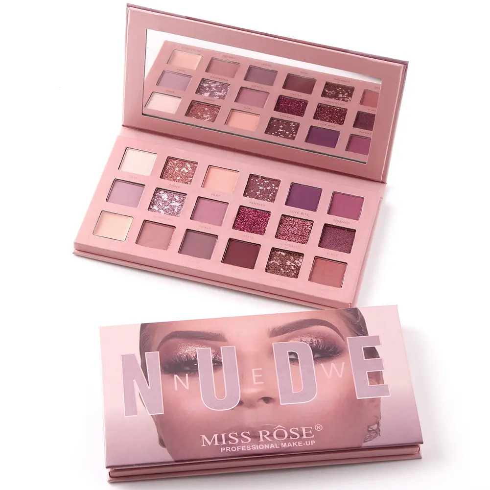 High pigment private label glitter nude hida eyeshadow palette MISS ROSE beauty make up eye shadow palette cosmetics
