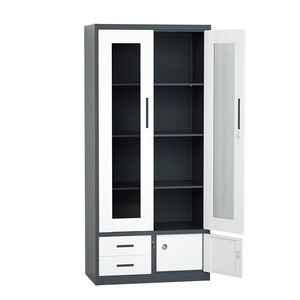 Office File <b>Cabinet</b> with Drawer and Safe Box Iron Glass Door Steel Locker <b>Cabinet</b> Metal Tool <b>Garage</b> <b>Cabinets</b> Storage - Product Image 1