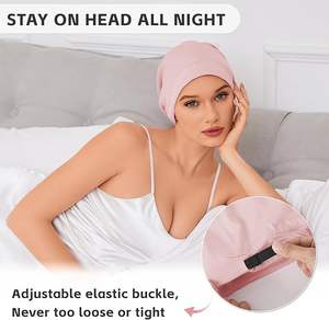 <span class=keywords><strong>Bonnet</strong></span> en soie pour dormir pour femmes, ajustable, doublé de satin soyeux, <span class=keywords><strong>bonnet</strong></span> de <span class=keywords><strong>nuit</strong></span>, foulard en soie pour <span class=keywords><strong>cheveux</strong></span>, <span class=keywords><strong>bonnet</strong></span> souple - Product Image 2