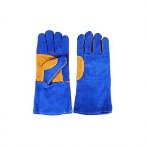 Blue Yellow Reinforced Leather Welding Gloves Full Safety Breathable Tear-Resistant Heat-Insulating Anti-Vibration Anti-static - Product Image 1