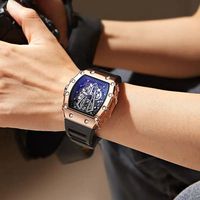 Montre analogique à quartz rétro de luxe Wlisth 6144, style simple et antique, tonneau, montre-bracelet en alliage et silicone tendance pour hommes