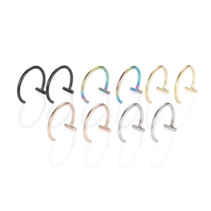 Anillo de Nariz Falso <span class=keywords><strong>en</strong></span> Forma de C de Acero Inoxidable, Piercing de Septum, Anillos de <span class=keywords><strong>Labio</strong></span>, Piercing de Labios, Joyería Corporal, Entrega Rápida - Product Image 1