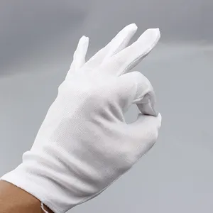Logo personalizzato 100% guanti in cotone organico bianco da lavoro a mano guanti in cotone sottile per Eczema