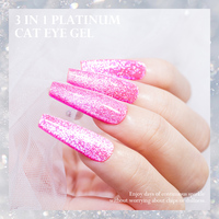 BOZLIN 3 en 1 Diamond Flash Cat Eye Gel OEM, Lot de 12 pièces, Collection de Gels de Peinture pour Ongles Effet Pailleté, Disco, Réfléchissant et Platine