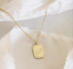 Collar Octagonal de Acero Inoxidable con Escritura Bíblica Hebreeva 11:1 y Juan 3:16, Joyería Cristiana para Bautizo, Comunión, Regalo - Product Image 3