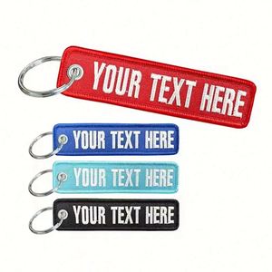 Fashion Promotional Brand <b>Name</b> Logo Embroidery Jet Tag Keychain Key <b>Ring</b> Custom Accessories - Product Image 1
