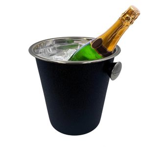 Seau à glace en acier inoxydable noir 4 litres avec poignées pour refroidir le champagne - Product Image 1