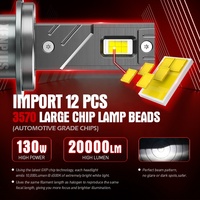XENPLUS U17 Bombilla de Faro LED H7 130W 20000LM 6500K H1 H3 H4 H7 H11 H13 9005 9006 9012 9004 9007 para Sistemas de Iluminación Automotriz