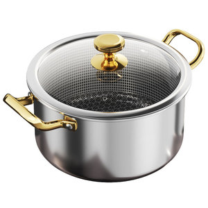Olla para sopa antiadherente de acero inoxidable de 2.1-3L con doble asa y tapa para cocinar en el hogar - Product Image 3