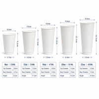 Gobelets en papier à double paroi avec logo personnalisé et couvercles, 8oz, 12oz, 16oz, 20oz, 22oz, revêtement PE, pour boissons chaudes, pour café à emporter
