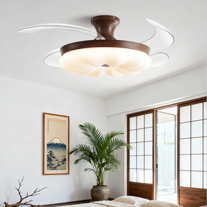Invisible <b>Fan</b> Light Walnut Color LED <b>Ceiling</b> <b>Fan</b> Light For Living Room Bedroom 10-15 Sqm Silent Eye Friendly - Product Image 1
