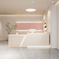 Mueble de Recepción Personalizado para Salón de Belleza con Iluminación LED para Peluquería, Tienda de Cosméticos, Diseño de Tienda Completa