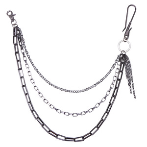 Chaîne de taille Yueli, chaîne de pantalon en métal épais, décoration denim, style hip-hop, alliage de zinc noir, boucles multiples, usage quotidien - Product Image 5