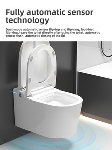 <span class=keywords><strong>WC</strong></span> intelligent <span class=keywords><strong>suspendu</strong></span> de luxe, design monobloc avec fonction bidet, éclairage LED, réservoir encastré, drainage en S pour hôtels et résidences - Product Image 4