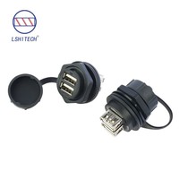Conector USB2.0 Industrial de Montaje en Panel Lshitech M25.2mm IP67, Resistente a Altas Temperaturas, Polvo y Agua