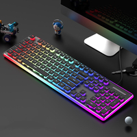 Keyboard Metal RGB Backlit Nirkabel Tipis dan Tenang dengan Sensasi Mekanik, Tahan Air, untuk Gaming, E-Sports, Kantor, Mengetik di Desktop dan Laptop