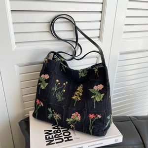 Sac fourre-tout classique 2025 <span class=keywords><strong>Omoi</strong></span> personnalisé en toile brodée de fleurs, pour femmes et jeunes filles, avec bandoulière et poignée, idéal pour le shopping - Product Image 1