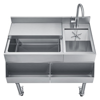 Bac à glace commercial avec évier et robinet en acier inoxydable, glacière de 60 litres, chariot refroidisseur, unité à cocktails pour bar, restaurant, pub