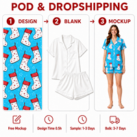 Pyjama de Noël pour femme, vêtement de nuit imprimé par sublimation, manches courtes, tenue décontractée imprimée, cadeau de Noël