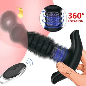 新型360度变频旋转电动男性前列腺按摩振动器性玩具遥控肛门塞
