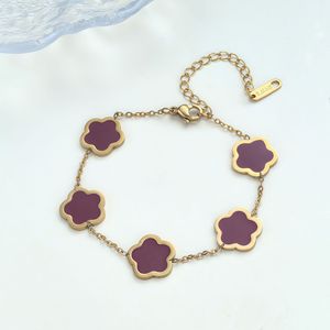 Pulsera de Flor de Cinco Pétalos de Nácar al por Mayor para Mujer, de Acero Inoxidable, Dulce, Elegante, Joyería de Moda, Regalo - Product Image 4