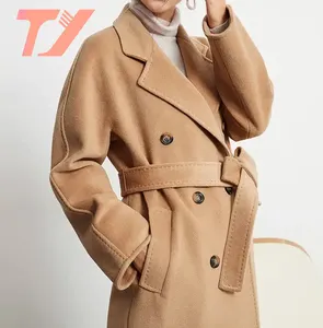 TUOYI Camel cashmere coat Women's Mid-length high-grade new belt woolen coat