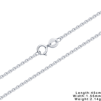Collier chaîne simple en or véritable 14K or blanc ou or rose, maillons en forme de O, chaîne câble de 1,55 mm pour femme, bijoux fins