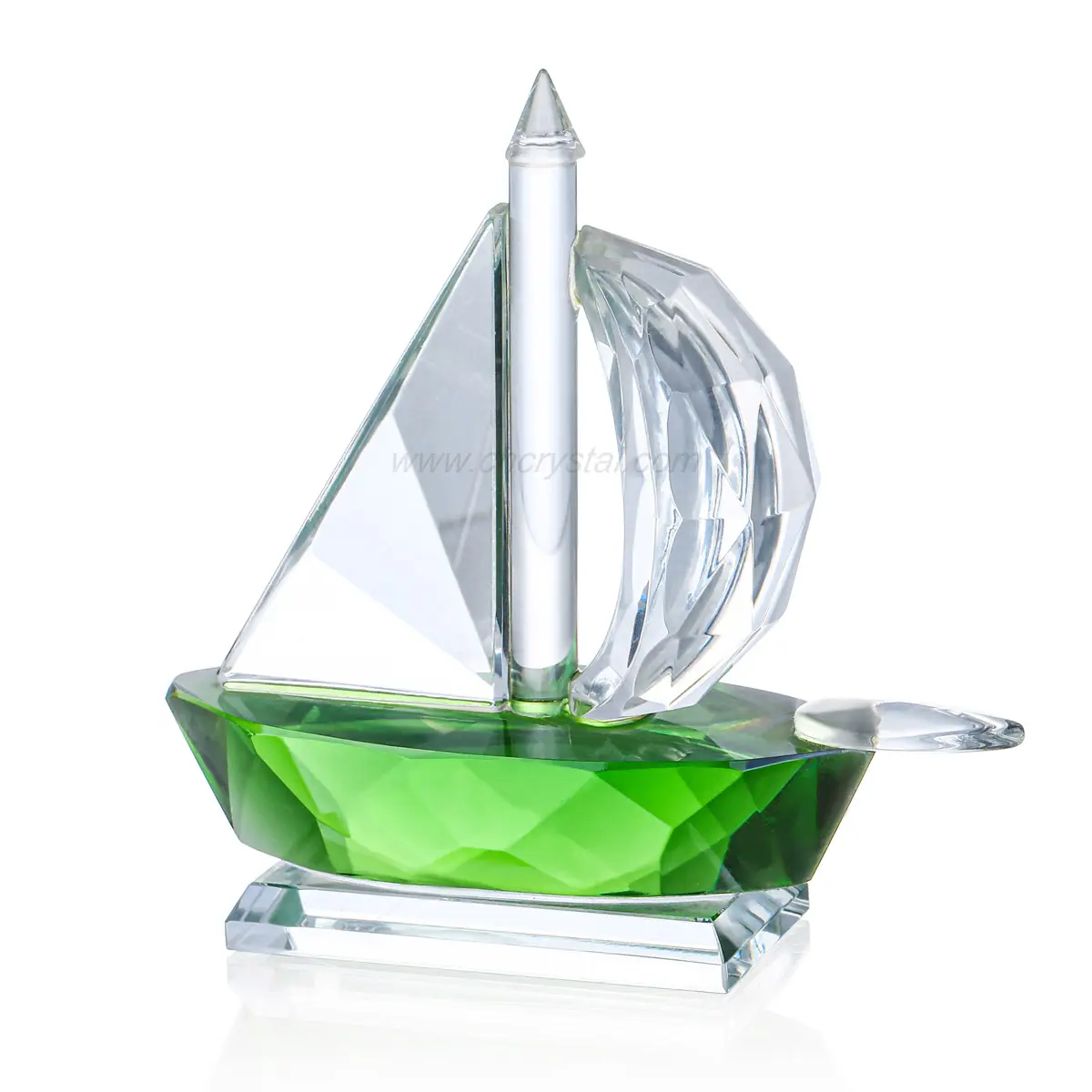 Colorful green crystal sailboat hot selling for home decoration and table centerpieces