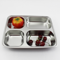 Plateau alimentaire compartimenté en acier inoxydable de haute qualité pour enfants, qualité alimentaire, pour cantine scolaire