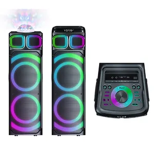 Karaoke Circle Amplified Bluethoo Speaker Wireless Woofer Speaker Mic Remote Control Color Led Outdoor Tws Party Usb/tf/aux