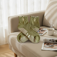 Chaussettes de compression tricotées antidérapantes pour Pilates et Yoga, avec volants, en Spandex/Polyester/Coton, avec grip Qiying et manchette à ressort pour trampoline