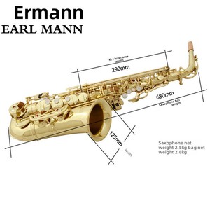 Saxofón <span class=keywords><strong>Alto</strong></span> Ehrman Musical Instrument Earlmann, Acabado Profesional en Latón con Barniz Transparente, de Fábrica - Product Image 2