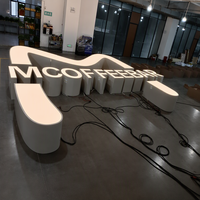 Panneau d'enseigne lumineux LED extérieur en acrylique 3D avec logo et alphabet pour décorations de bâtiments, mariages, magasins, bureaux, publicité lumineuse télécommandée