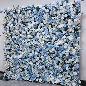 Fabricante mayorista de paredes de flores artificiales azul cielo, decoración de fondo de rosas de seda para bodas - Product Image 5