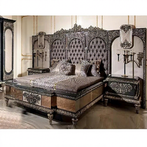 Juego de Muebles de Dormitorio de Diseño Turco en Madera de Teca Negra, Cama Doble Resistente, Color y Tamaño Personalizables, para EE. UU. - Product Image 1