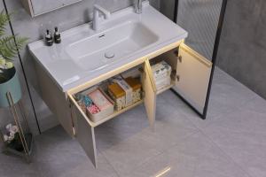 Bathroom furniture, wall-mounted bathroom vanity, with sink and <b>mirrored</b> cabinet, modern bathroom vanity - Product Image 4