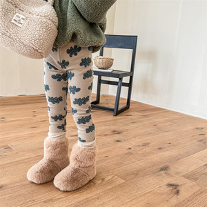 Pantaloni con fondo spesso peluche per bambini autunno e inverno nuova versione coreana pantaloni morbidi stampati da ragazze alla moda <span class=keywords><strong>Leggings</strong></span> <span class=keywords><strong>caldi</strong></span> elastici - Product Image 1