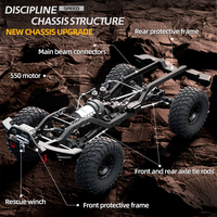 Coche RC Rock Crawler 1:10 con Cabrestante, Luces de Techo, Revestimiento Interior, 4WD, Sin Bloqueo de Diferencial, 2.4GHz, IPX4, 18KM/H, Excelente Regalo para Aficionados a los Coches RC