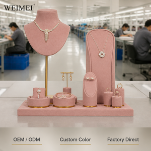 WEIMEI - Expositor de Joyería de Terciopelo Rosa Empolvado Personalizado, Maniquí para Exhibición de Collares, Pendientes, Anillos, Pulseras y Conjuntos de Joyería - Product Image 5