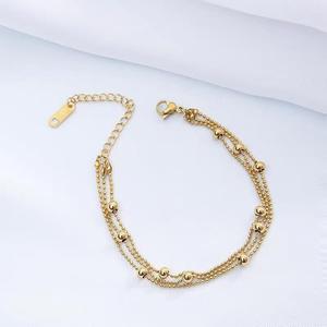 Bracelet en chaîne d'acier inoxydable à trois rangs de perles - Bracelet à perles métalliques superposées pour femmes - Product Image 6