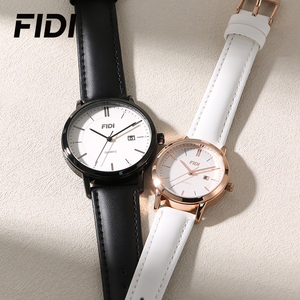 Reloj de Cuarzo para Hombre FIDI, Resistente al Agua 3ATM, Clásico, de Negocios, con Correa de Cuero Negra y Función de Fecha - Product Image 3