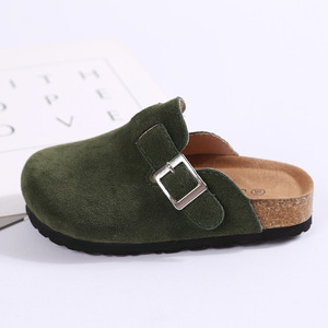 Venta al por mayor suave Birken Suede Cork pie cama zapatilla para mujeres y niños ligero diseño plano de Punta cerrada para la temporada de primavera - Product Image 1